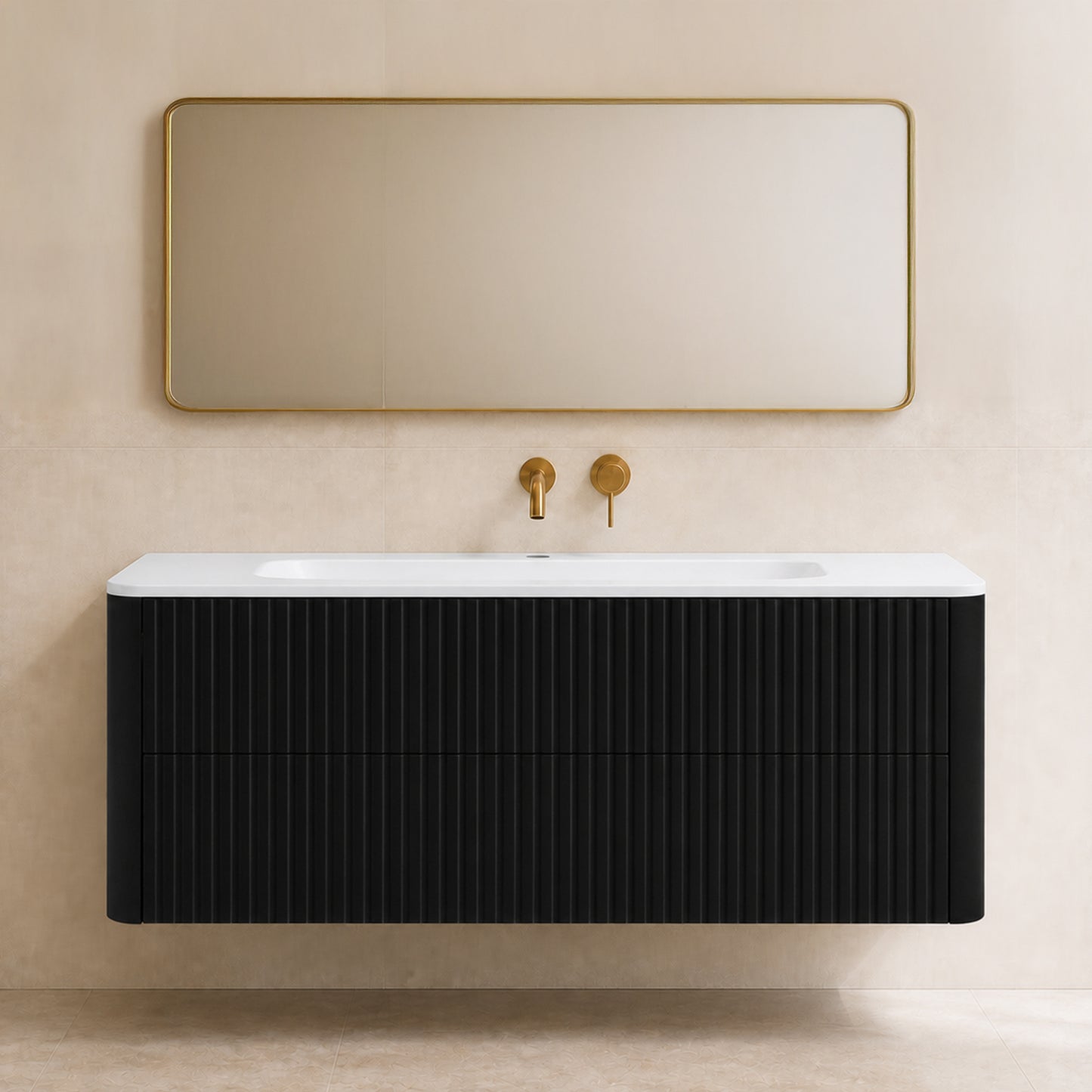 Linea 120cm Wall Bathroom Vanity Unit with Basin - Black