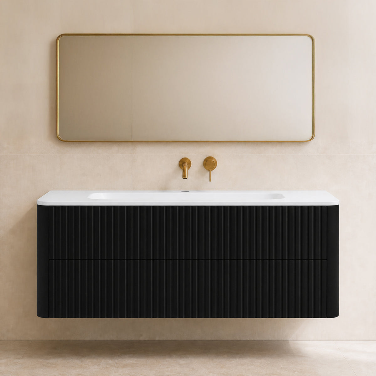 Linea 120cm Wall Bathroom Vanity Unit with Basin - Black