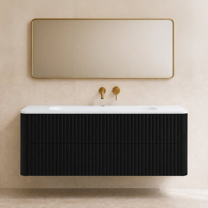 Linea 120cm Wall Bathroom Vanity Unit with Basin - Black