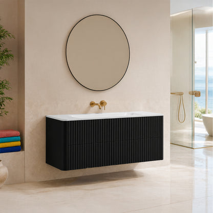 Linea 120cm Wall Bathroom Vanity Unit with Basin - Black