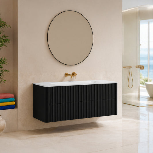 Linea 120cm Wall Bathroom Vanity Unit with Basin - Black