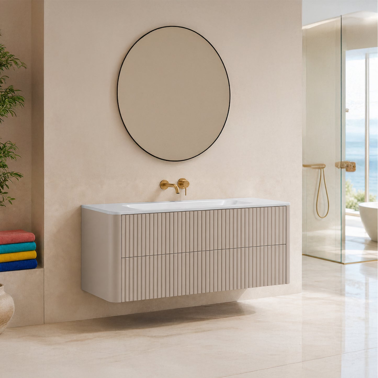 Linea 120cm Wall Bathroom Vanity Unit with Basin - Cashmere