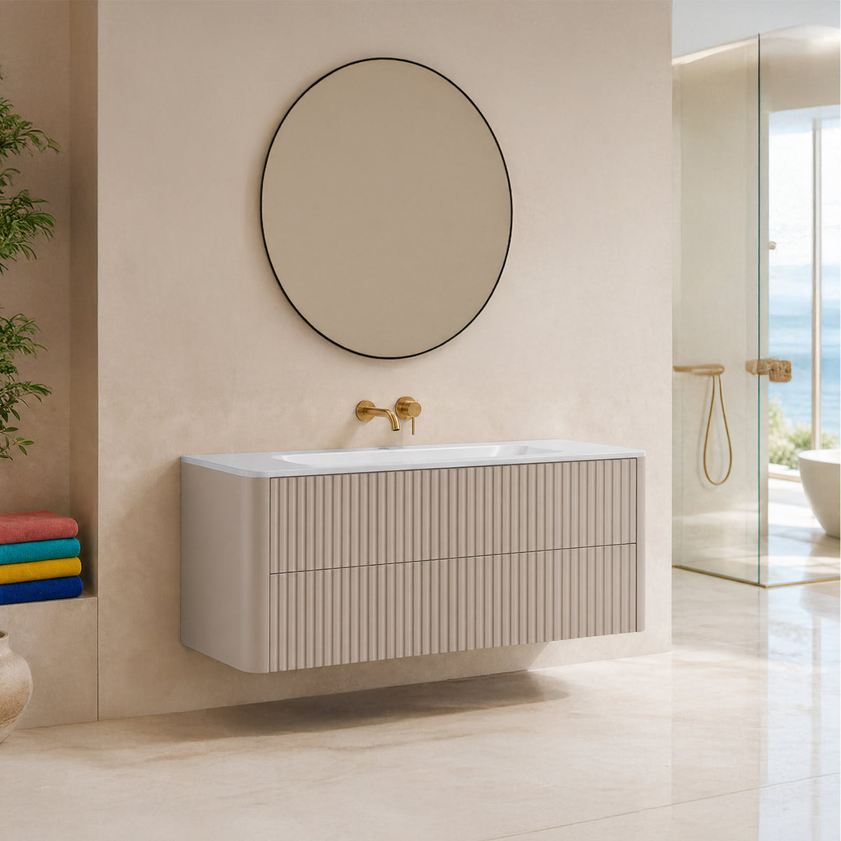 Linea 120cm Wall Bathroom Vanity Unit with Basin - Cashmere