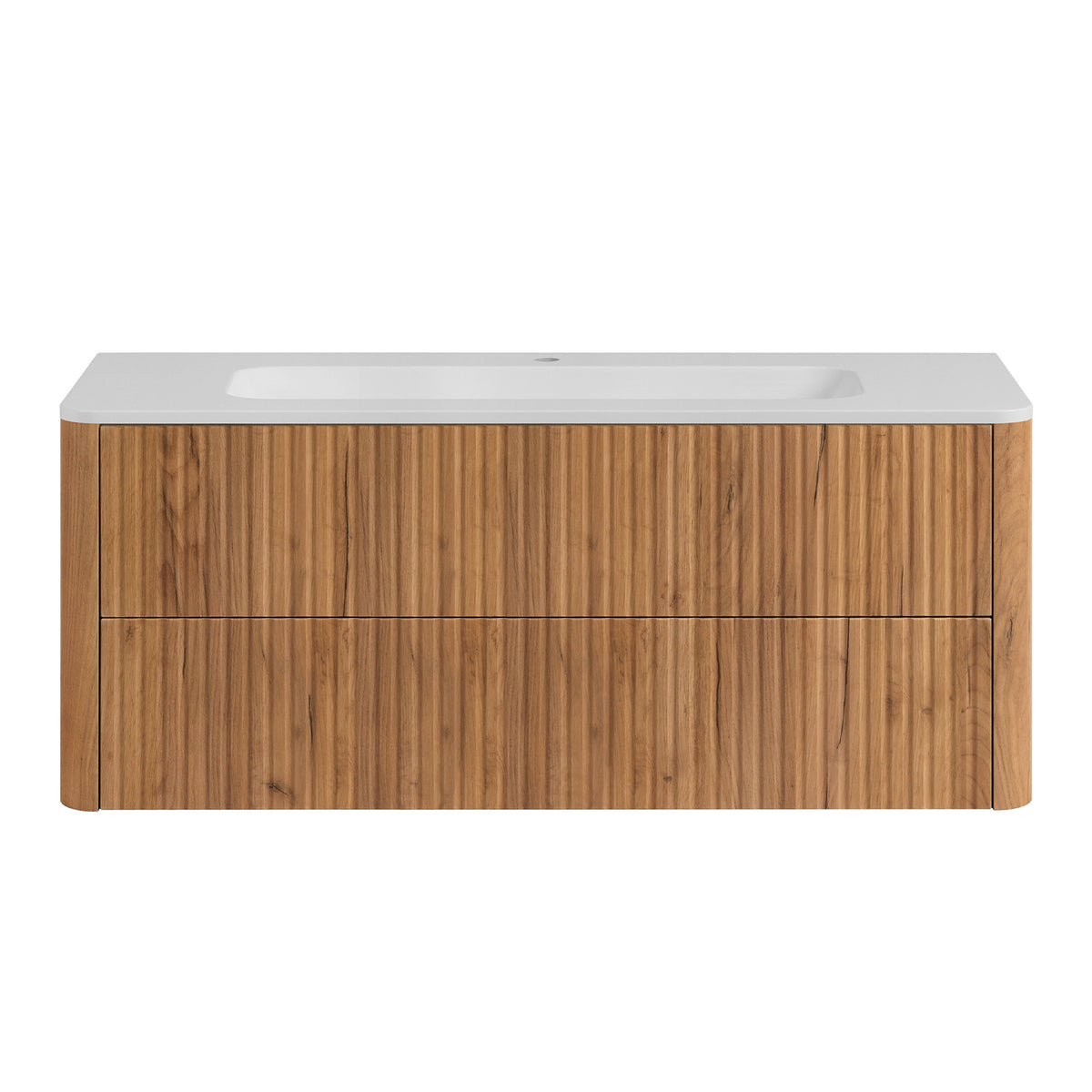 Linea 120cm Wall Bathroom Vanity Unit with Basin - Gold Craft Oak