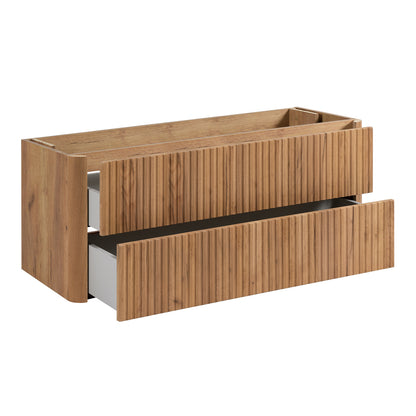 Linea 120cm Wall Bathroom Vanity Unit with Basin - Gold Craft Oak