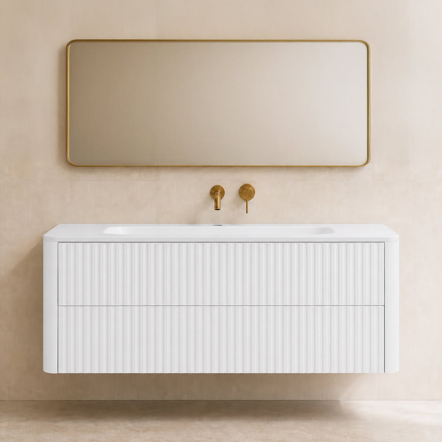 Linea 120cm Wall Bathroom Vanity Unit with Basin - White