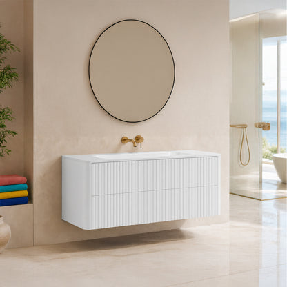 Linea 120cm Wall Bathroom Vanity Unit with Basin - White