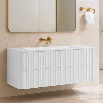 Linea 120cm Wall Bathroom Vanity Unit with Basin - White
