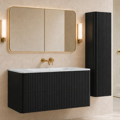 Linea Bathroom Furniture Set 120cm Vanity Unit with Basin & Tall Cabinet - Black