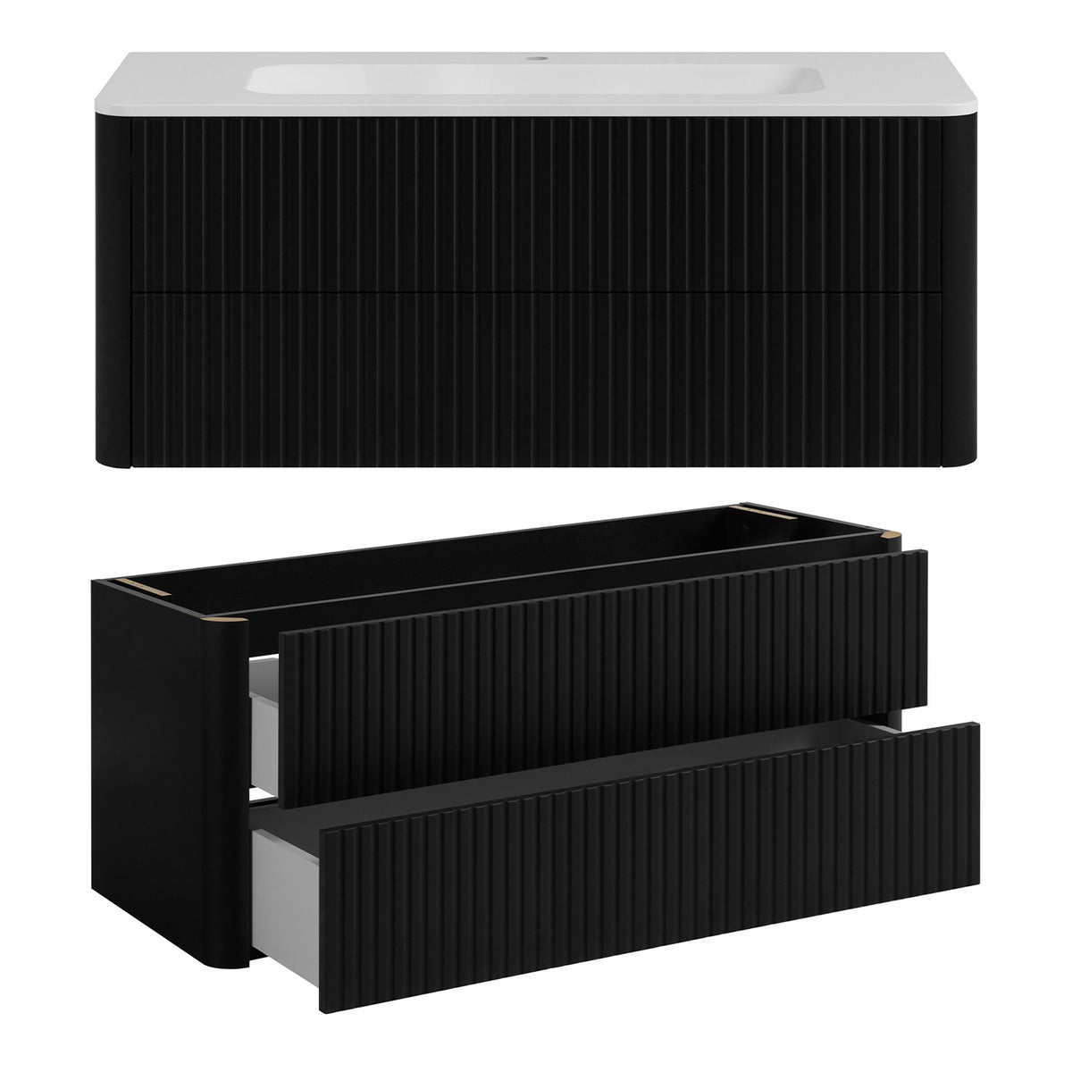Linea Bathroom Furniture Set 120cm Vanity Unit with Basin & Tall Cabinet - Black