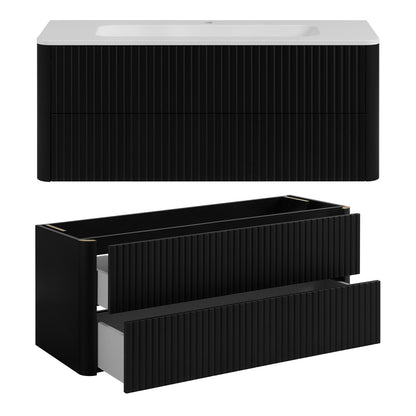Linea Bathroom Furniture Set 120cm Vanity Unit with Basin & Tall Cabinet - Black