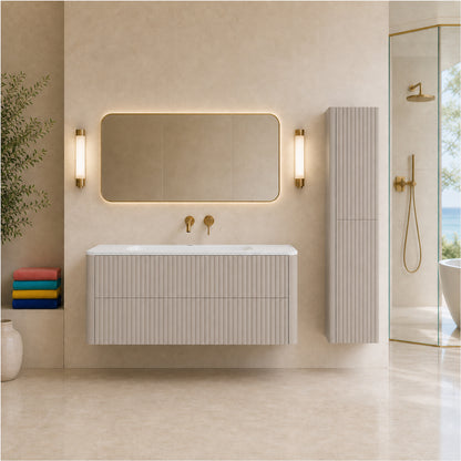 Linea Bathroom Furniture Set 120cm Vanity Unit with Basin & Tall Cabinet - Cashmere