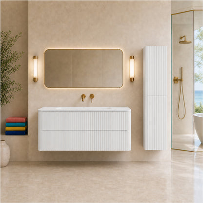 Linea Bathroom Furniture Set 120cm Vanity Unit with Basin & Tall Cabinet - White