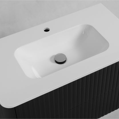 Linea 60cm Wall Bathroom Vanity Unit with Basin - Black