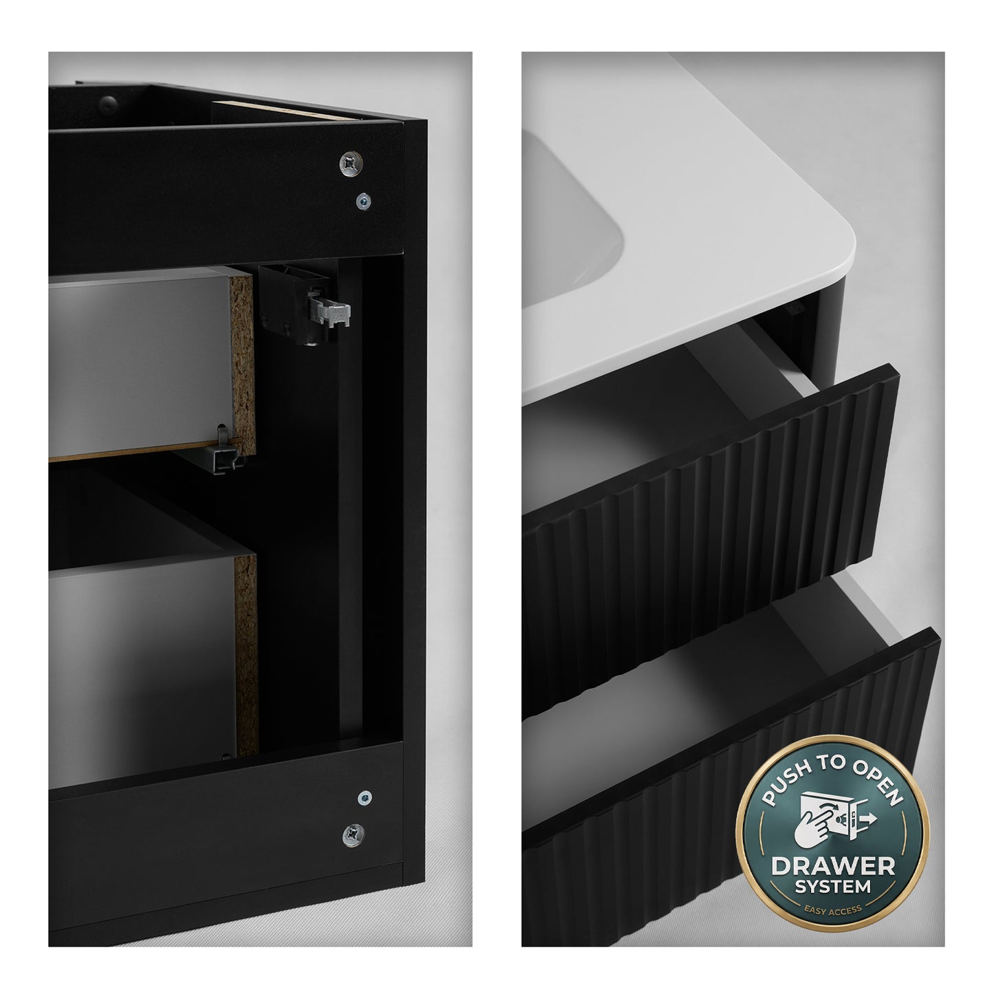 Linea 60cm Wall Bathroom Vanity Unit with Basin - Black