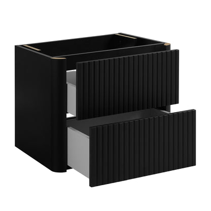 Linea 60cm Wall Bathroom Vanity Unit with Basin - Black