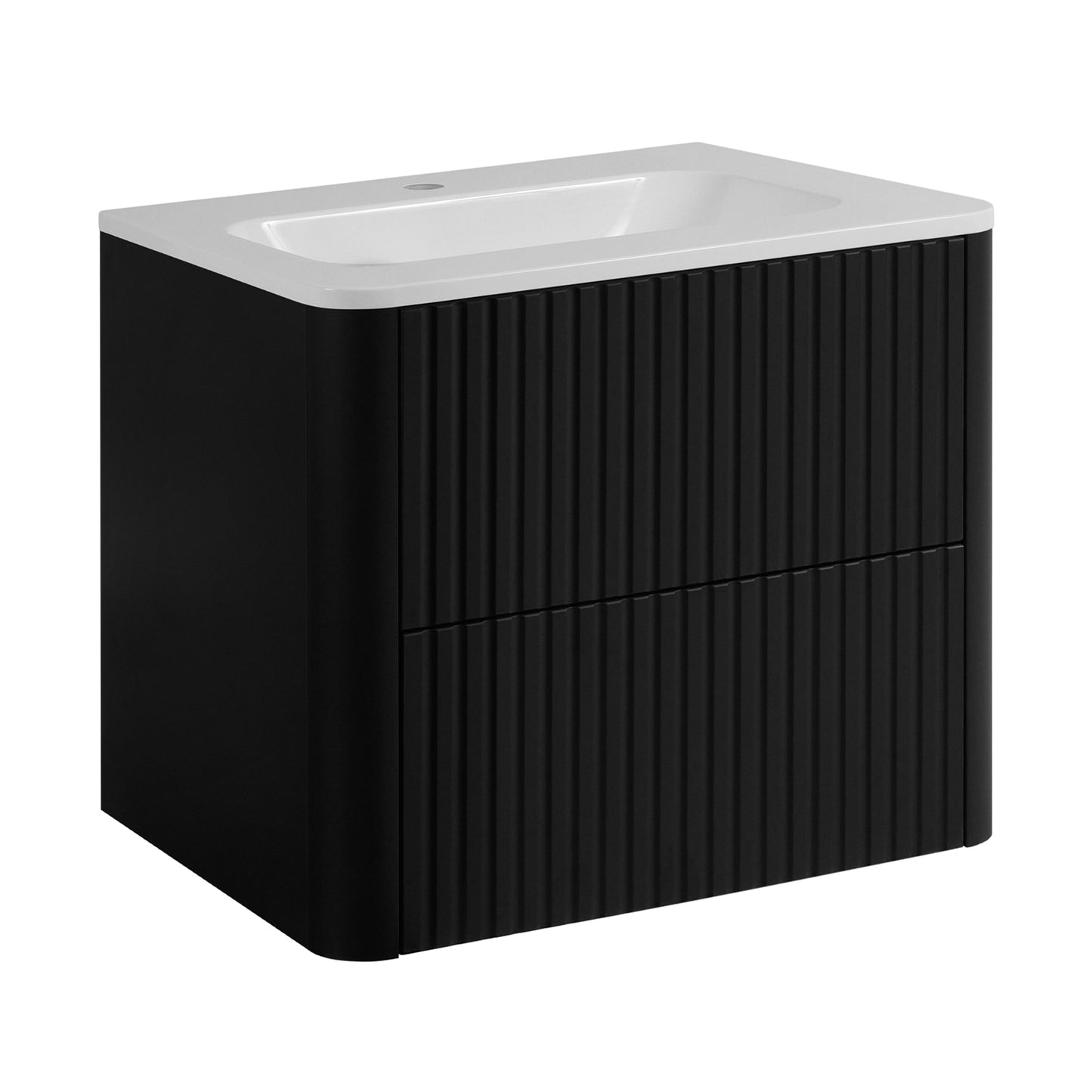 Linea 60cm Wall Bathroom Vanity Unit with Basin - Black