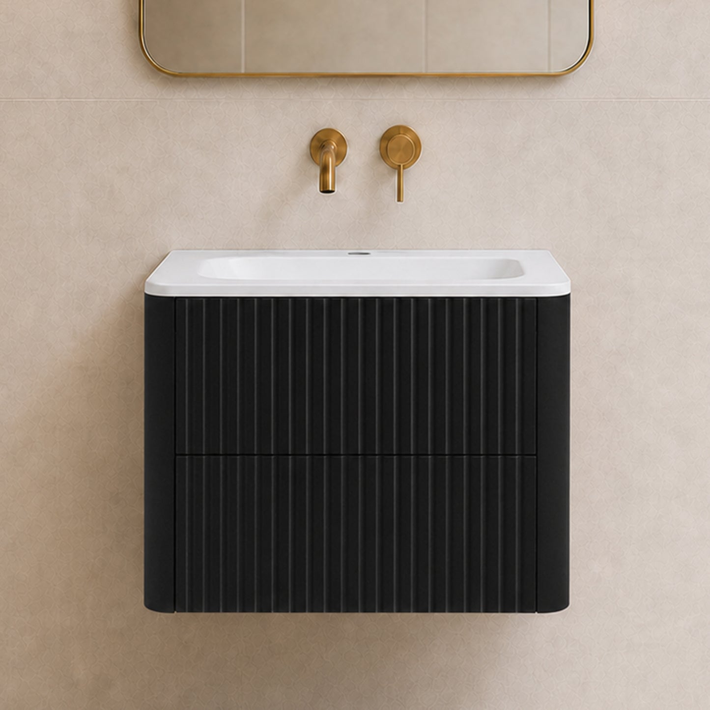 Linea 60cm Wall Bathroom Vanity Unit with Basin - Black