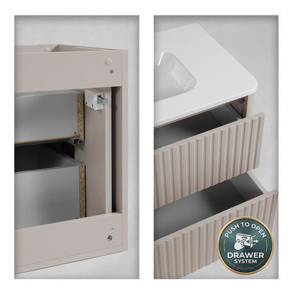 Linea 60cm Wall Bathroom Vanity Unit with Basin - Cashmere
