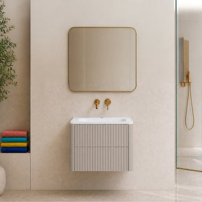 Linea 60cm Wall Bathroom Vanity Unit with Basin - Cashmere