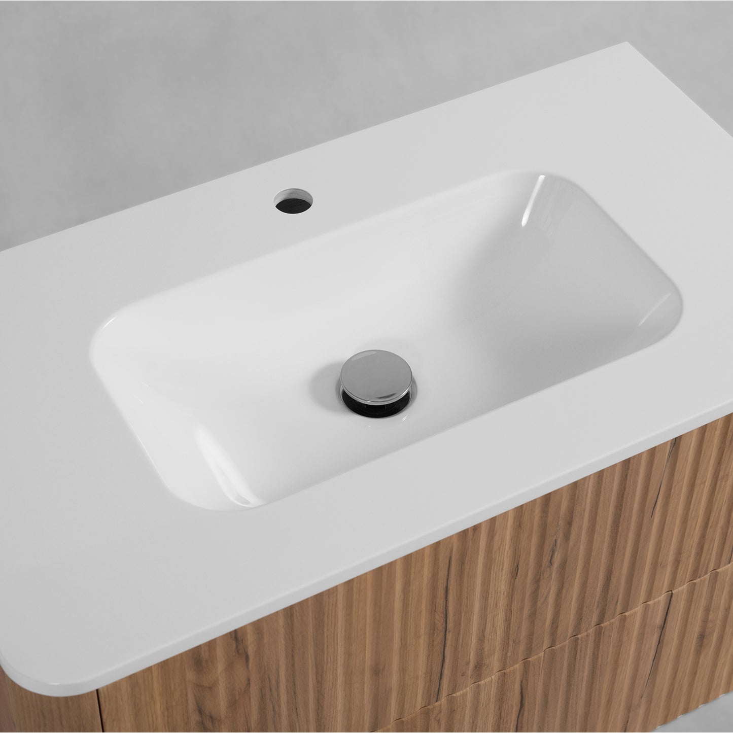 Linea 60cm Wall Bathroom Vanity Unit with Basin - Gold Craft Oak