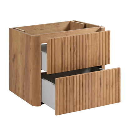 Linea 60cm Wall Bathroom Vanity Unit with Basin - Gold Craft Oak