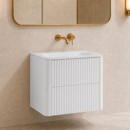 Linea 60 cm Wisząca Szafka Łazienkowa z Umywalką – Biały 