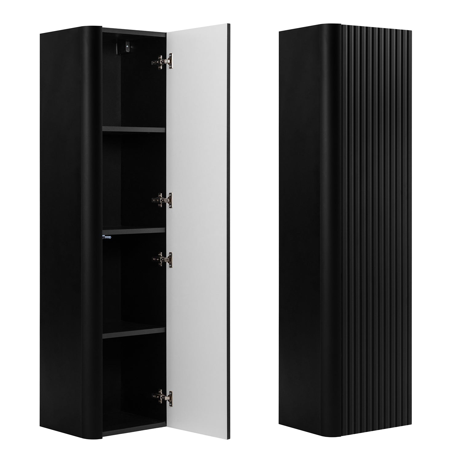 Linea Bathroom Furniture Set 60cm Vanity Unit with Basin & Tall Cabinet - Black