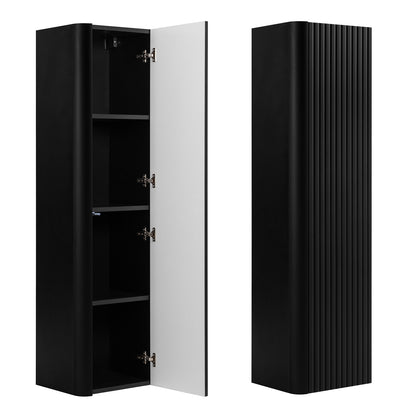Linea Bathroom Furniture Set 60cm Vanity Unit with Basin & Tall Cabinet - Black