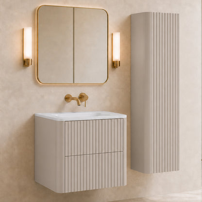 Linea Bathroom Furniture Set 60cm Vanity Unit with Basin & Tall Cabinet - Cashmere