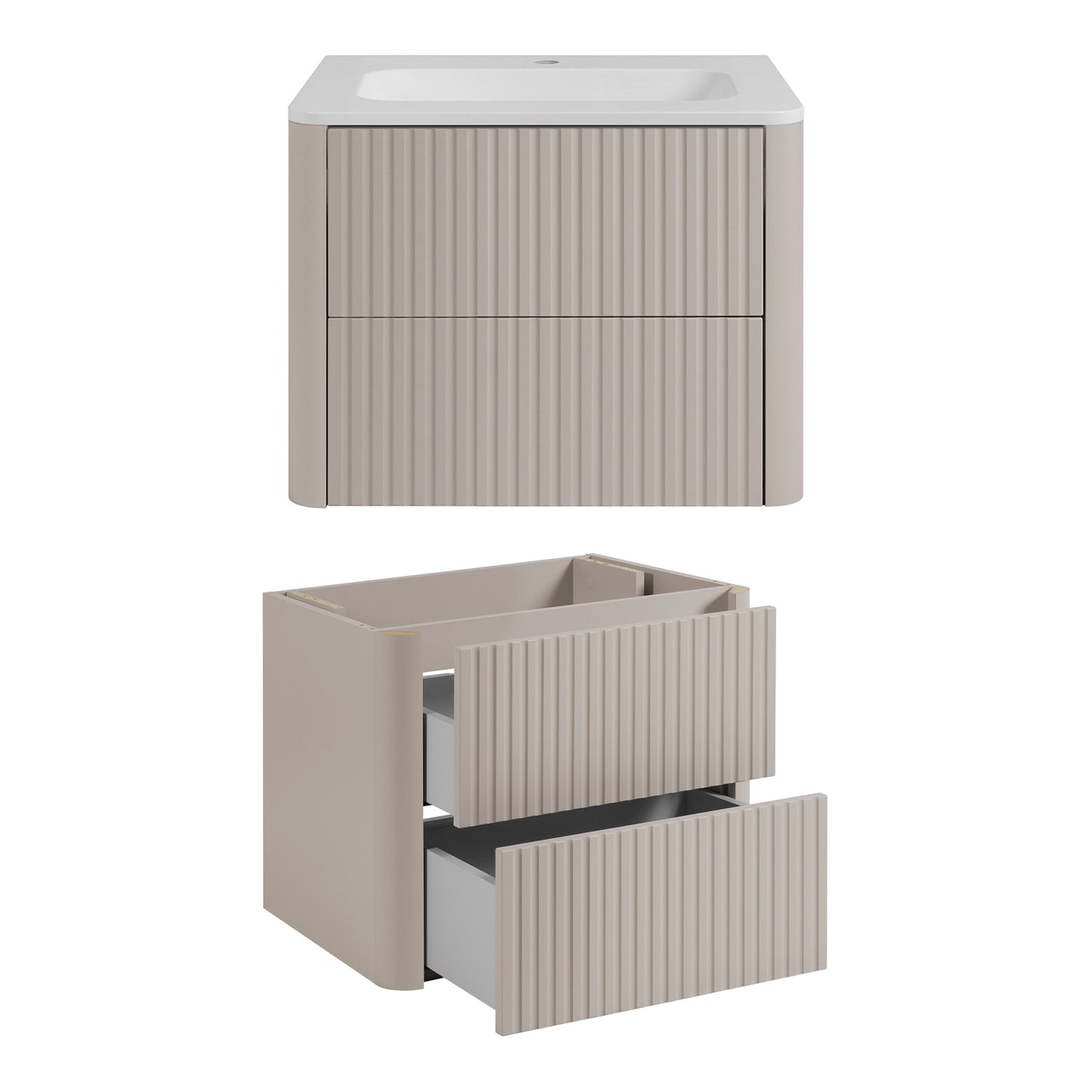 Linea Bathroom Furniture Set 60cm Vanity Unit with Basin & Tall Cabinet - Cashmere