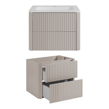 Linea Bathroom Furniture Set 60cm Vanity Unit with Basin & Tall Cabinet - Cashmere