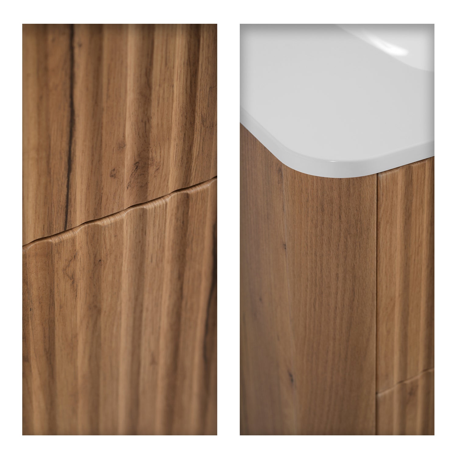 Linea Bathroom Furniture Set 60cm Vanity Unit with Basin & Tall Cabinet - Gold Craft Oak