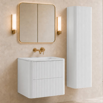 Linea Bathroom Furniture Set 60cm Vanity Unit with Basin & Tall Cabinet - White