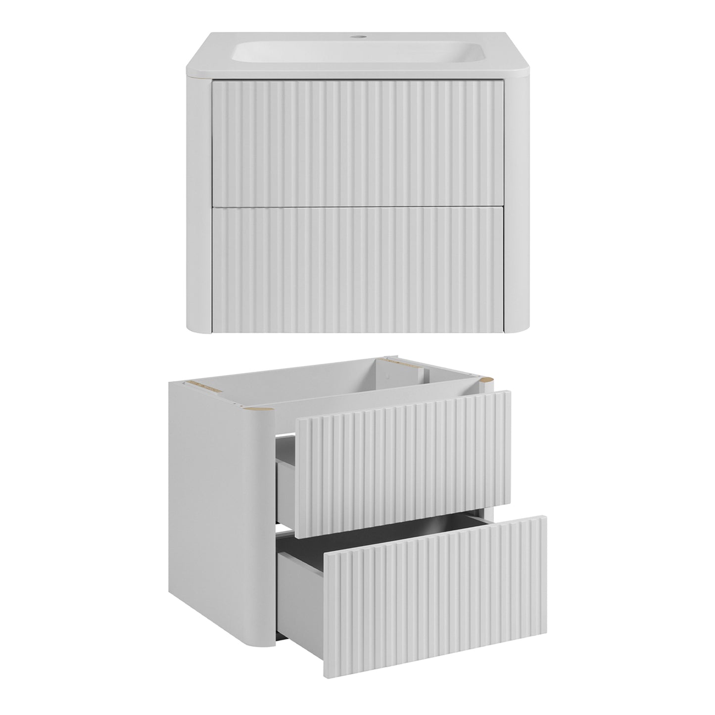 Linea Bathroom Furniture Set 60cm Vanity Unit with Basin & Tall Cabinet - White