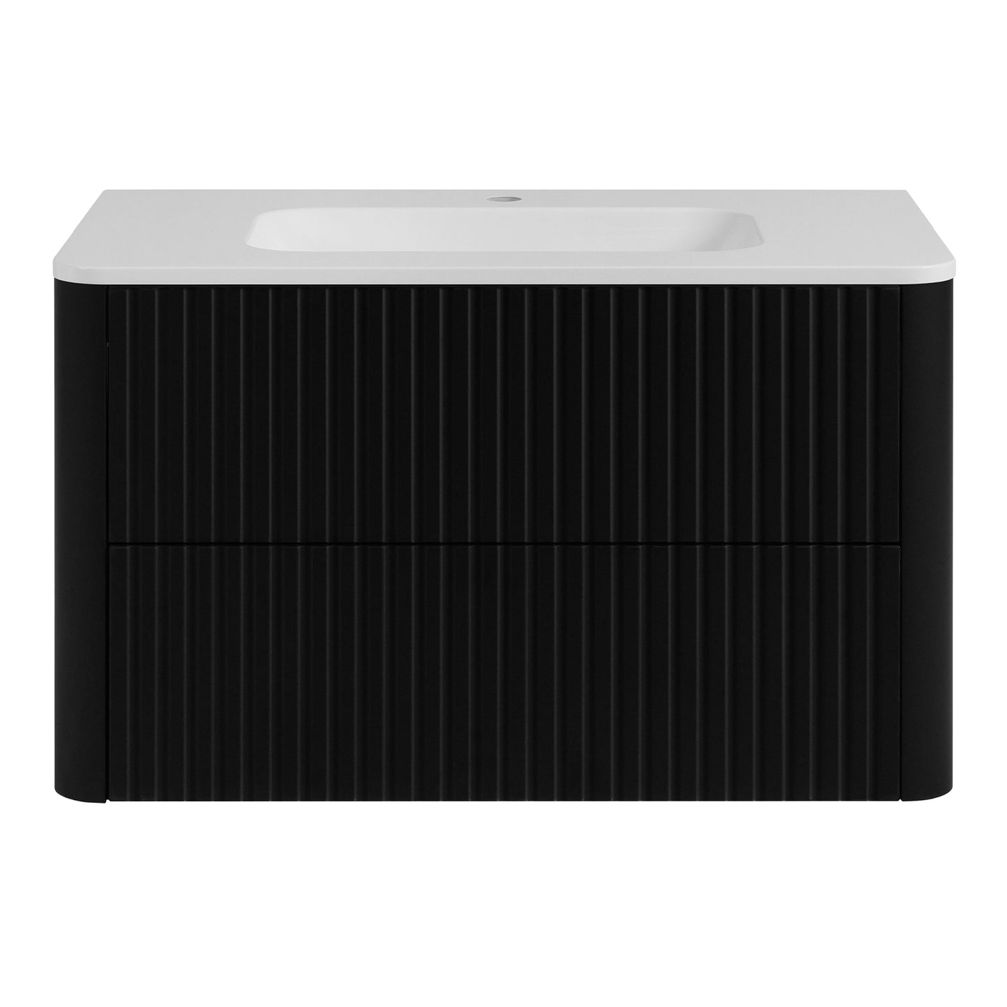 Linea 80cm Wall Bathroom Vanity Unit with Basin - Black