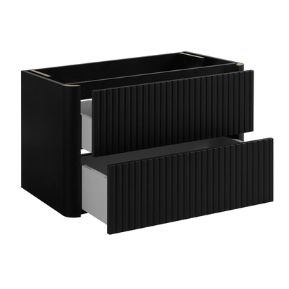 Linea 80cm Wall Bathroom Vanity Unit with Basin - Black