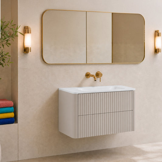 Linea 80cm Wall Bathroom Vanity Unit with Basin - Cashmere