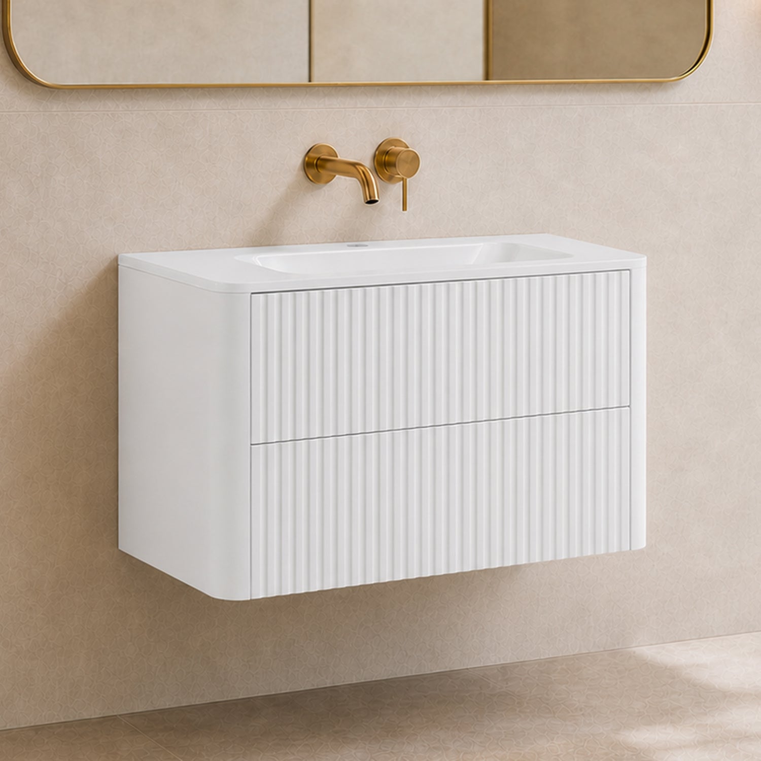 Linea 80cm Wall Bathroom Vanity Unit with Basin - White
