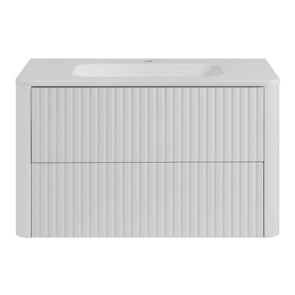 Linea 80cm Wall Bathroom Vanity Unit with Basin - White