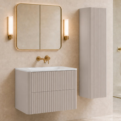 Linea Bathroom Furniture Set 80cm Vanity Unit with Basin & Tall Cabinet - Cashmere