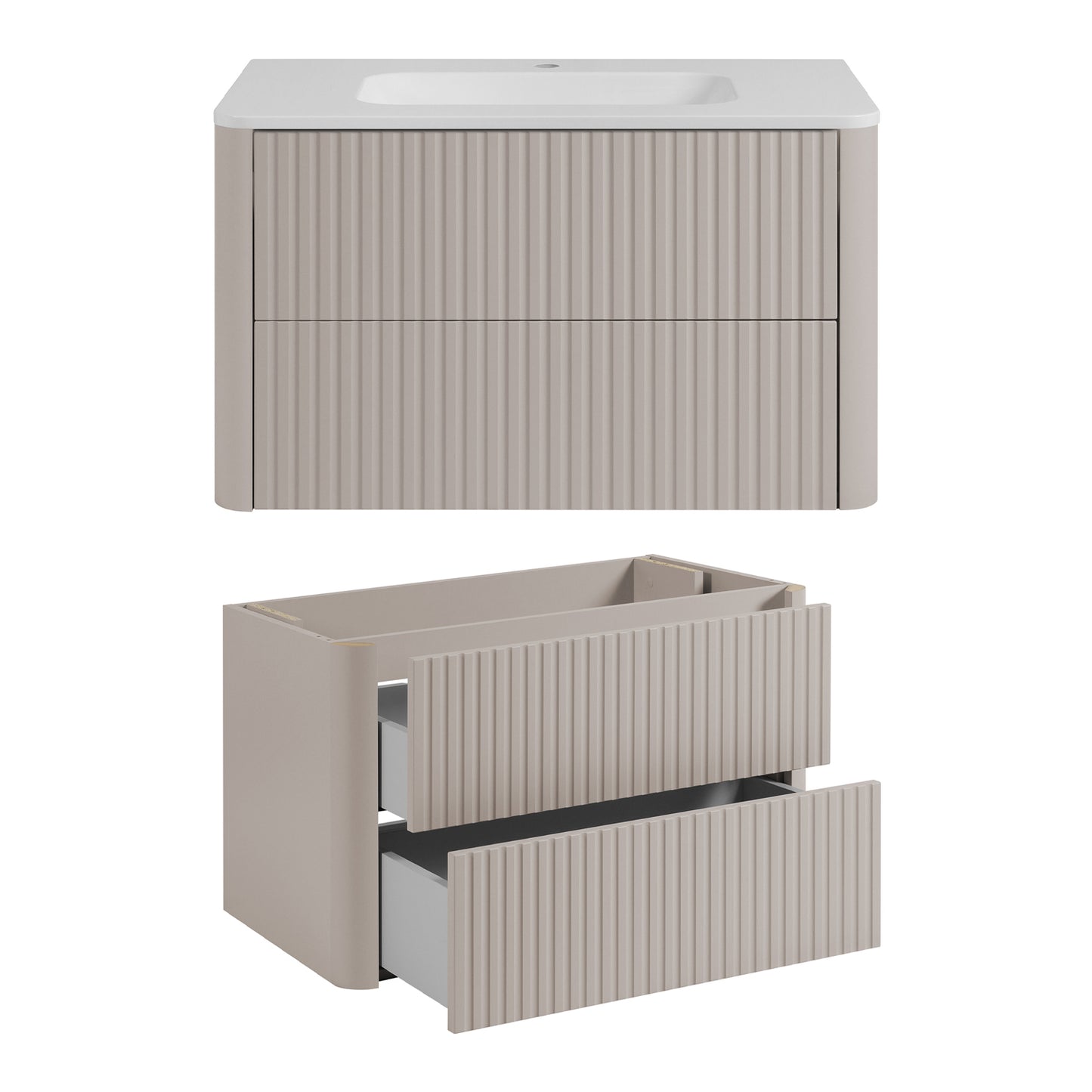 Linea Bathroom Furniture Set 80cm Vanity Unit with Basin & Tall Cabinet - Cashmere