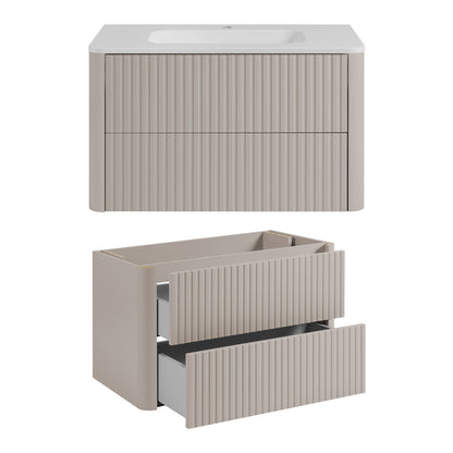 Linea Bathroom Furniture Set 80cm Vanity Unit with Basin & Tall Cabinet - Cashmere