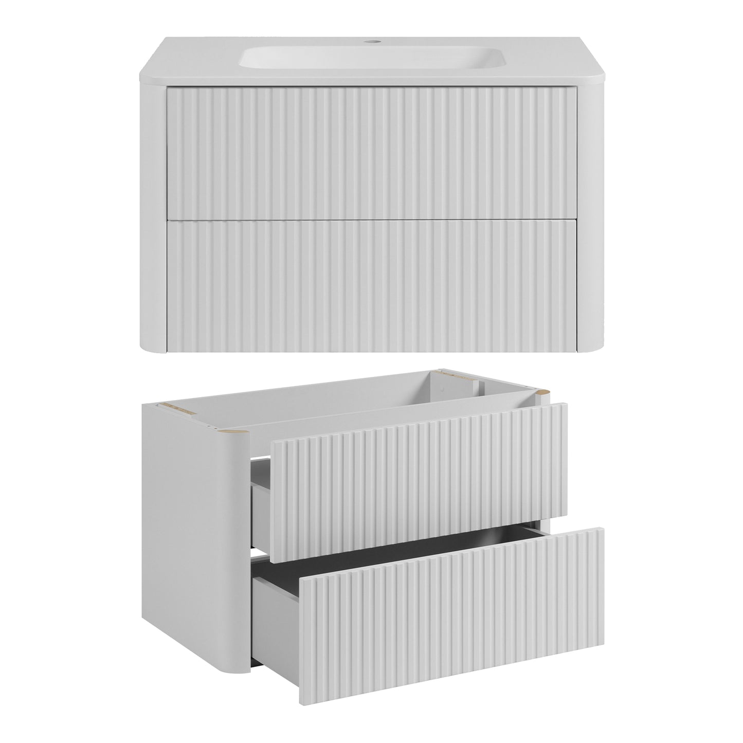 Linea Bathroom Furniture Set 80cm Vanity Unit with Basin & Tall Cabinet - White