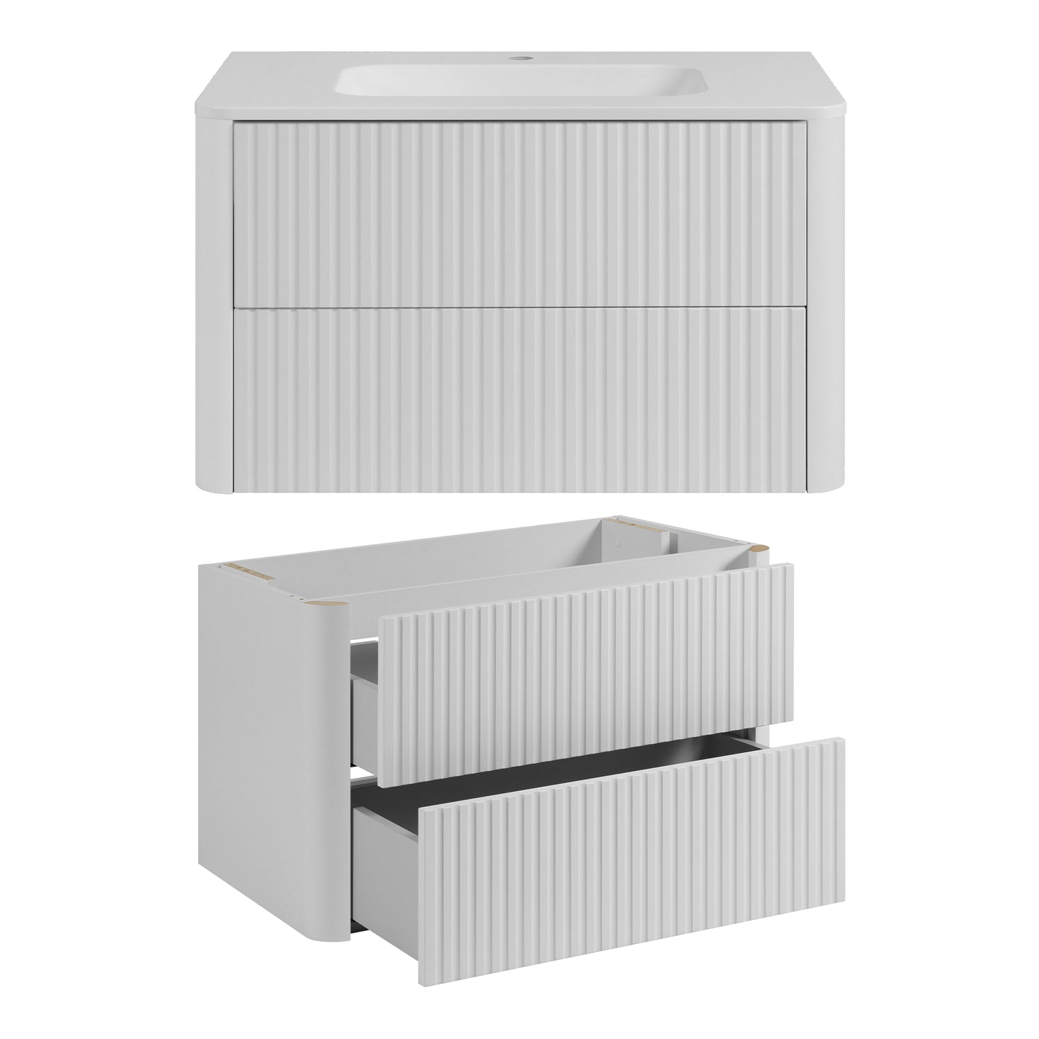 Linea Bathroom Furniture Set 80cm Vanity Unit with Basin & Tall Cabinet - White