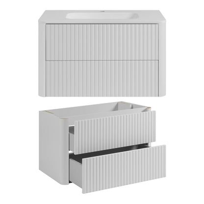 Linea Bathroom Furniture Set 80cm Vanity Unit with Basin & Tall Cabinet - White