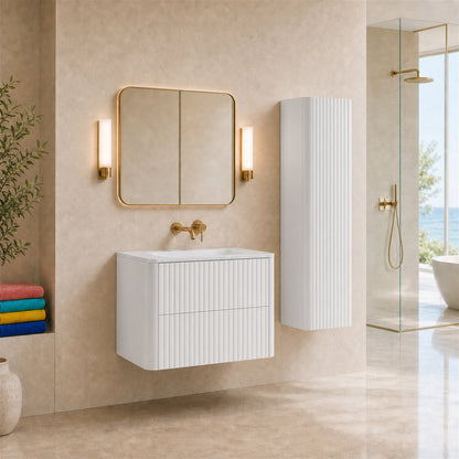Linea Bathroom Furniture Set 80cm Vanity Unit with Basin & Tall Cabinet - White