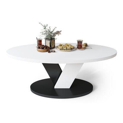 Lova Modern Coffee Table Oval Design - White / Black