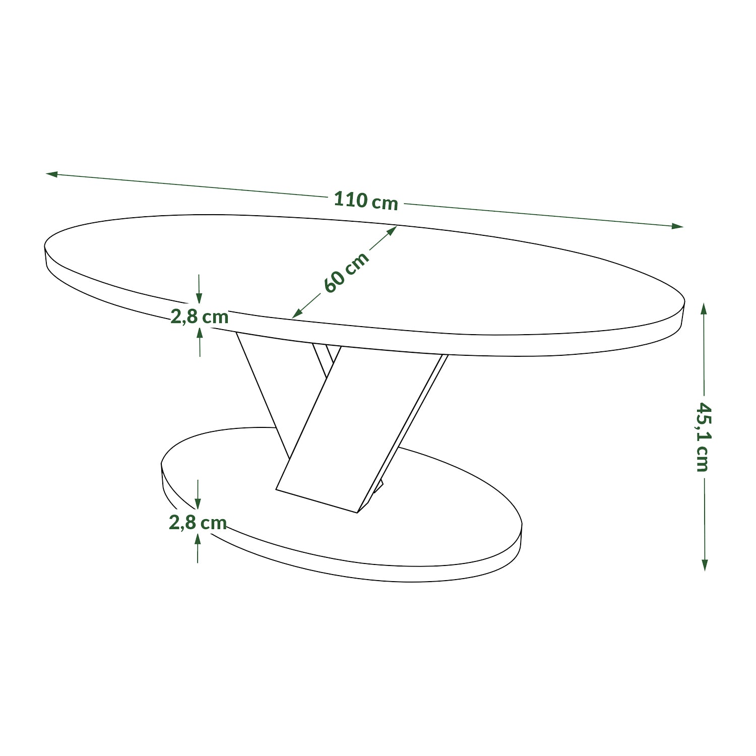 Lova Modern Coffee Table Oval Design - Beige