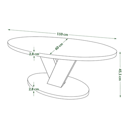 Lova Modern Coffee Table Oval Design - Beige